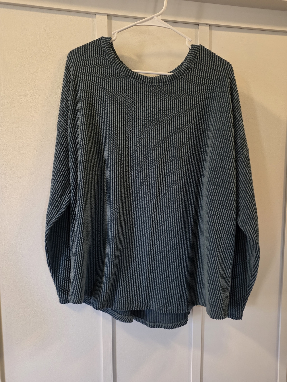 Men's Textured Crewneck Sweater in Teal